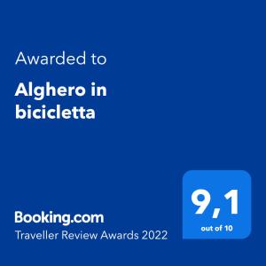 Certificato, attestato, insegna o altro documento esposto da Alghero in bicicletta