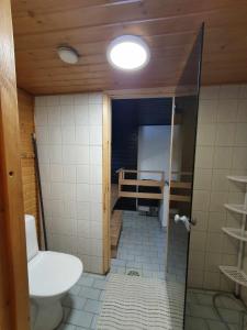 a bathroom with a toilet and a sink at Kelotupa 19 in Syöte +55 photos