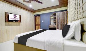 ein Schlafzimmer mit einem Bett und einem TV. in der Unterkunft FabHotel Prime Grand Ali in Srinagar