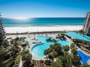 an aerial view of a resort with the beach at Edgewater Villa 2406 in Panama City Beach