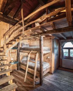 a room with two bunk beds in a cabin at Agriturismo Randis in Piano dʼArta