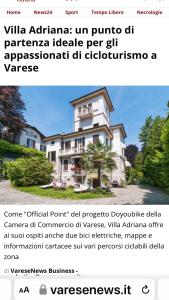 eine Seite einer Website mit Bild eines Hauses in der Unterkunft BB Villa Adriana Varese in Varese