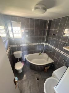 uma casa de banho com uma banheira, um WC e um lavatório. em The Original Zukovica Home em Kotor