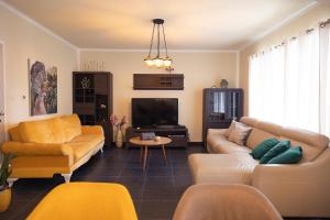 a living room with two couches and a tv at Apartmani Novkovic in Bar