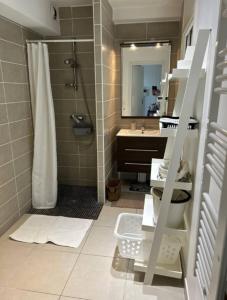 a bathroom with a shower and a sink at APPARTEMENT Résidence RIVES D'EDEN in Sainte-Maxime