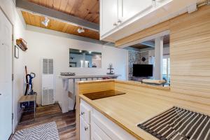 a kitchen with a wooden counter top in a room at Tahoe Heavenly Hideaway in Stateline