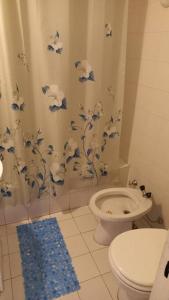 ein Badezimmer mit Toilette und Duschvorhang in der Unterkunft Av.Alvear/Patio Bullrich/Four Seasons Hotel area. in Buenos Aires