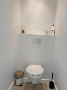ein Bad mit einem weißen WC in einem Zimmer in der Unterkunft Maison de Ma-Vi in La-Roche-en-Ardenne