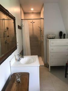 W łazience znajduje się umywalka i prysznic. w obiekcie La Vérivraie/Truly -Hébergement touristique/Tourist accomodation w mieście North Hatley