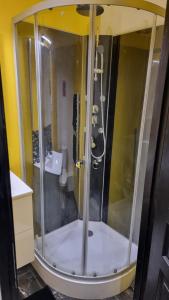 uma cabina de duche na casa de banho com um lavatório em L'Elégance 001 em Cambrai