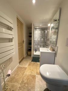 a bathroom with a toilet and a sink at Chambre indépendante au calme in Lamonzie-Montastruc +12 photos