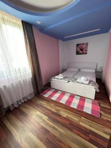 - une petite chambre avec un lit et une fenêtre dans l'établissement IANIS Apartment, à Orăştie
