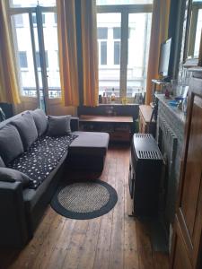 ein Wohnzimmer mit einem Sofa und einem TV in der Unterkunft Ana habitación privada in Antwerpen