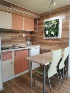 a kitchen with a table and chairs and a sink at URBAN Life STYLE in Zaječar