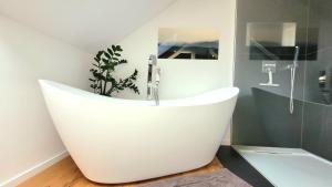 a bathroom with a sink with a plant in it at Schwarzwaldliebe Neuried 20 Min zum Europa Park in Neuried