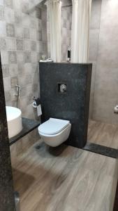 a bathroom with a toilet and a sink at Hotel Milan Bijapur in Bijāpur