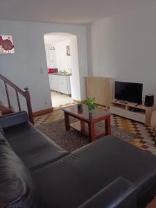 Televízia a/alebo spoločenská miestnosť v ubytovaní Petite maison étape Loire à vélo ou Compostelle