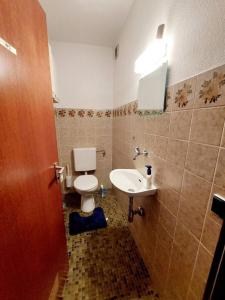 een badkamer met een toilet en een wastafel bij 1Room in a beautiful shared apartment 12min walk from Center in Friedrichshafen