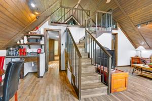 a staircase in a tiny house at Clutter Falls Retreat - Guest House in New Braunfels