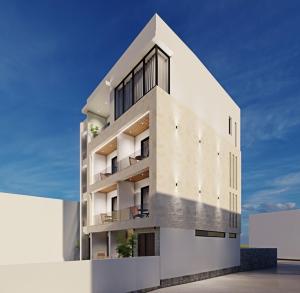 a rendering of a white building at Apart-Hotel President in Ulcinj