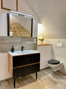 a bathroom with a sink and a toilet at Aux petites portes du Morvan in Montlay-en-Auxois