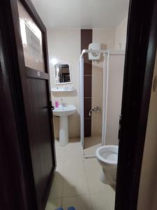 a bathroom with a toilet and a sink at NİSA APART in Akcaabat