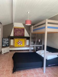 Bunk bed o mga bunk bed sa kuwarto sa Location appartement 1 chambre et dépendance en sus dans un mas provençal au coeur du luberon