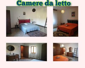 un collage di quattro foto di una camera da letto di HOME L'UPUPA AMIATA a Salaiola