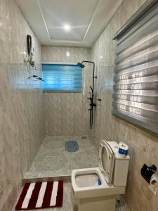 a bathroom with a sink and a toilet in it at Private Apartments in a Home in Ejisu