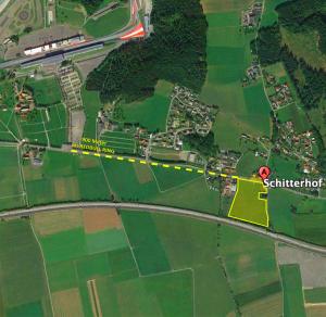 un mapa de una carretera con una línea amarilla en Schitterhof CAMPING WEISS, en Spielberg