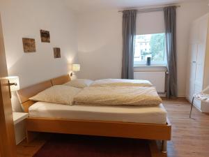 バート・ハルツブルクにあるFewo Amsbergstrasseのベッドルーム1室(ベッド1台、大きな窓付)