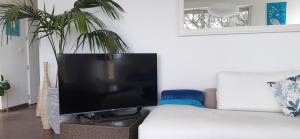 TV a/nebo společenská místnost v ubytování VILLA ANADINE - Aiguebonne BOULOURIS - PLEINE VUE MER - À 5 minutes à pied de la plage - Climatisée