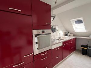 Kuchyň nebo kuchyňský kout v ubytování Ferienwohnung Dachstübchen