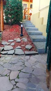 a stone walkway with a light in the middle at Casa Dora in Sovata