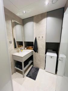 een badkamer met een wastafel en een toilet bij New Apartment in Kadriorg, Tallinn City Centre in Tallinn