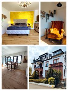 un collage de quatre photos d'une maison dans l'établissement Villa Schöneck Bad Münster, à Bad Kreuznach