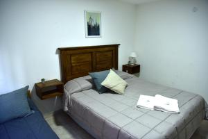 ein Schlafzimmer mit einem Bett mit zwei Kissen darauf in der Unterkunft Departamentos x dia Viedma CON COCHERA in Viedma