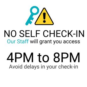 a sign that says no self check in our staff will grant you access at Quiet Apartment with Amazing Amenities @Alexandria in Alexandria