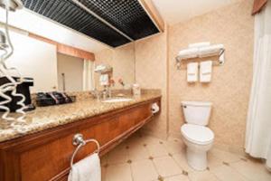 リノにあるReno Suites Hotelのバスルーム(トイレ、鏡付き洗面台付)