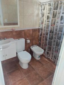 a bathroom with a toilet and a sink and a shower at Salon para eventos o reunion empresarial in Plottier