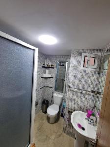 テトゥアンにあるEscapade Familiale au Calme 2のトイレと洗面台付きのバスルーム