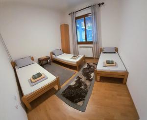 een kamer met drie bedden in een kamer bij Apartments Sarajevo New town in Sarajevo