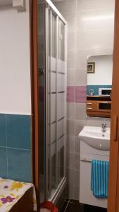 y baño con ducha y lavamanos. en Coliving 87 Estudio Numero 10, en Hospitalet de Llobregat