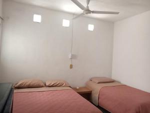 Camera con 2 letti e ventilatore a soffitto. di La Terraza-Departamento 2- Parras de la Fuente a Parras de la Fuente