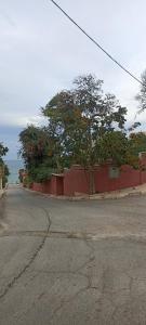una calle vacía con un árbol y una pared de ladrillo en Perle, en Aïn El Turk