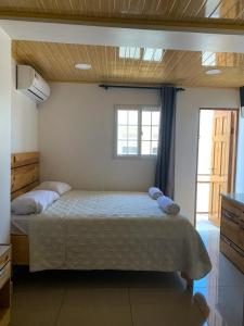 ein Schlafzimmer mit einem Bett mit zwei Kissen darauf in der Unterkunft Hotel Internacional de Colón in Colón
