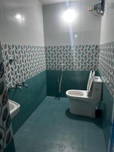uma casa de banho com um WC e um lavatório em Duplex Room Stay at Hill View em Tiruvannamalai