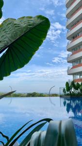 vista para uma piscina ao lado de um edifício em Sea View Family Room at Nuvasa Bay Resort em Nongsa