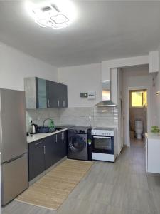 a kitchen with a sink and a dishwasher at Thanos Guesthouse Corfu in Áyioi Dhéka