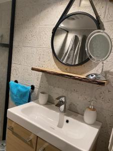 RoquestéronにあるLe PHoenixのバスルーム(洗面台、壁掛け鏡付)